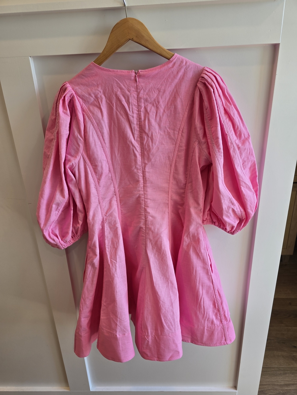 Avara Pink Channing  Puff-Sleeve V-Neck Mini Dress, Size Small NWT - Picture 9 of 12